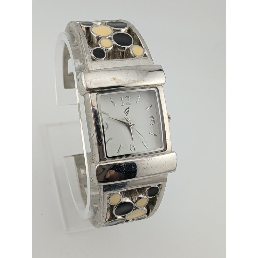 Women's Quartz Bangle Watch 23mm Case White/Black Enamel- New Battery